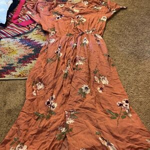 Miami large pink floral romper maxi dress